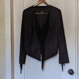 Guess Black Fringe Cropped Jacket Size Large
